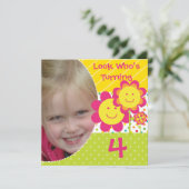 Het glimlachen bloemen Aangepaste Fotouitnodiging Kaart (Staand voorkant)