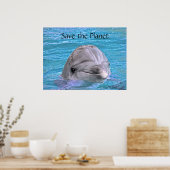 Het glimlachen Dolphin - sparen de planeet Poster (Keuken)