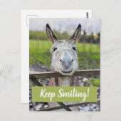Het glimlachen Donkey "Blijf glimlachen" Briefkaar Briefkaart (Voorkant / Achterkant)