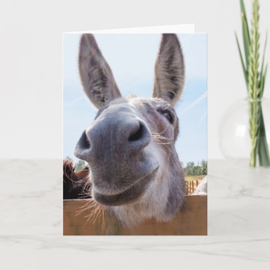 Het glimlachen Donkey met Gekke Grin Kaart (Voorkant)