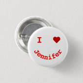 Het glimlachen Gepersonaliseerd gezicht I Hart Ronde Button 3,2 Cm (Voorkant /achterkant)
