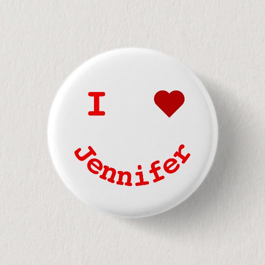 Het glimlachen Gepersonaliseerd gezicht I Hart Ronde Button 3,2 Cm (Voorkant)