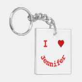 Het glimlachen Gepersonaliseerd gezicht I Hart Sleutelhanger (Voorkant Links)