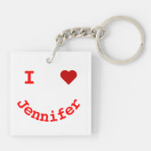 Het glimlachen Gepersonaliseerd gezicht I Hart Sleutelhanger (Achterkant)