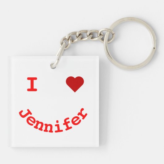 Het glimlachen Gepersonaliseerd gezicht I Hart Sleutelhanger (Achterkant)