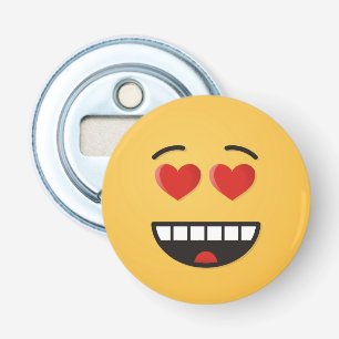 Het glimlachen Gezicht met Hart-vormige ogen Button Flesopener