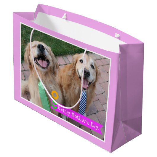 Het glimlachen Golden Retrievers Wearing Stropdass Large Cadeautasje (Achterkant Gekanteld)