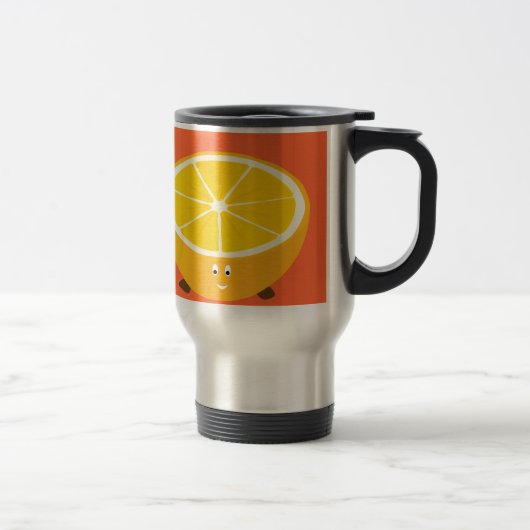 Het glimlachen half oranje karakter reisbeker (Rechts)