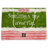 "Het glimlachen is mijn favoriete" kerstfeestdag ( Groot Cadeauzakje (Voorkant)