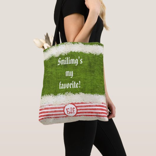 "Het glimlachen is mijn favoriete" Kute Kerstmis E Tote Bag (Dichtbij)
