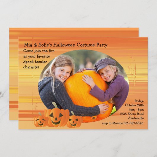 Het glimlachen Jack-O-Lattern de Uitnodiging van d (Voorkant / Achterkant)