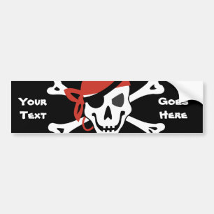 Het glimlachen Jolly Roger met Uw Tekst van de Dou Bumpersticker