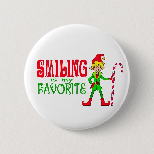 Het glimlachen Kerstmis Elf Ronde Button 5,7 Cm (Voorkant)