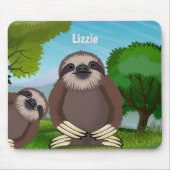 Het glimlachen Kute Sloths Monogramed Muismat (Voorkant)