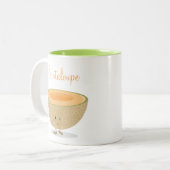 Het glimlachen Mok Cantaloupe met Woorden (Voorkant links)