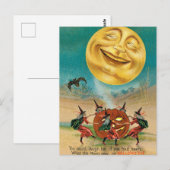 Het glimlachen Moon Over Dansende Witches Briefkaart (Voorkant / Achterkant)