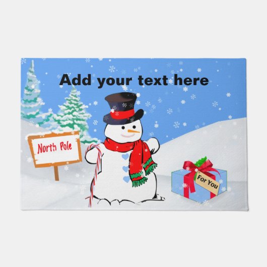 Het glimlachen Snowman en Kerstmis heden Deurmat (Voorkant)