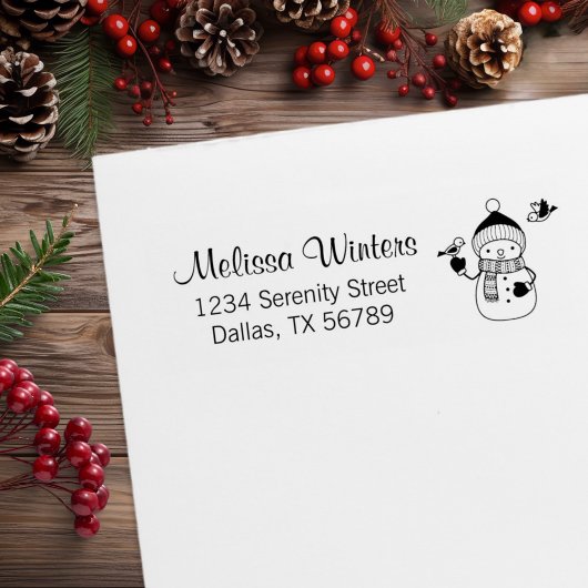 Het glimlachen Snowman in Gebreid Pet en Scarf Adr Rubberstempel