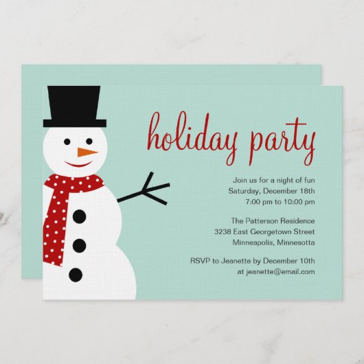 Het glimlachen Snowman Kerstmis/Vrijdag Uitnodigin Kaart (Voorkant / Achterkant)