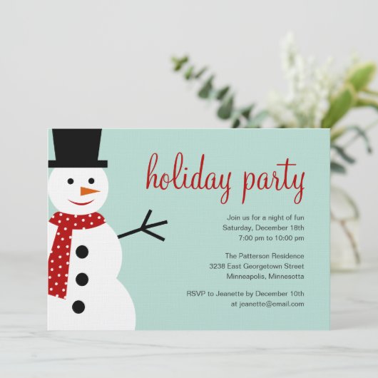 Het glimlachen Snowman Kerstmis/Vrijdag Uitnodigin Kaart (Staand voorkant)