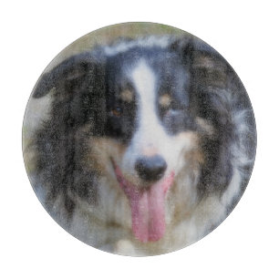 Het glimlachen Tri Colored Border Collie Dog Snijplank