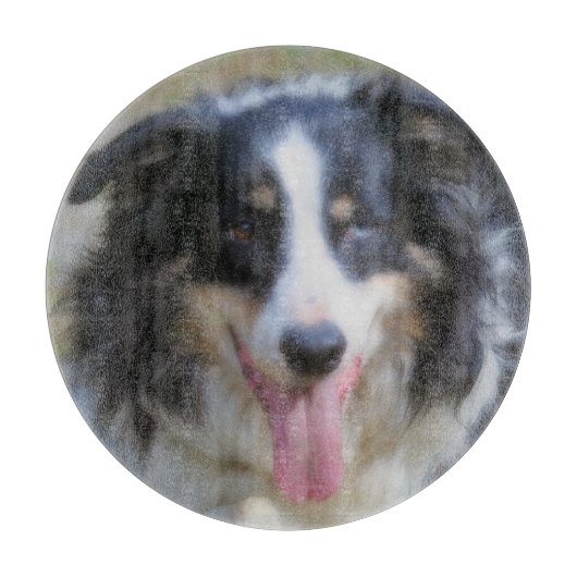 Het glimlachen Tri Colored Border Collie Dog Snijplank (Voorkant)