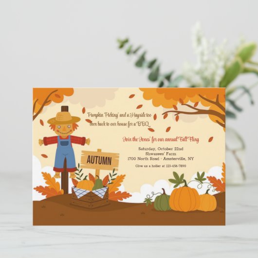 Het glimlachen Uitnodiging Scarecrow (Staand voorkant)