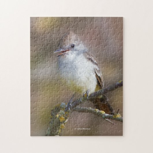 Het glimlachen van Ash-Throated Flycatcher op de T Legpuzzel (Verticaal)
