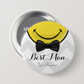 Het glimlachen van Beste mannen Wedding Button (Voorkant /achterkant)
