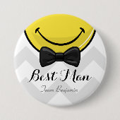 Het glimlachen van Beste mannen Wedding Button (Voorkant)
