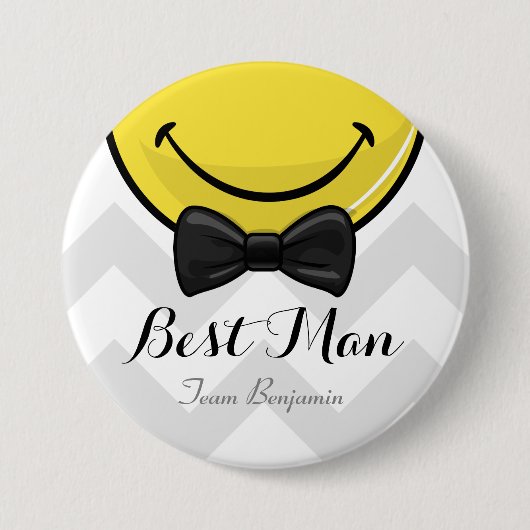 Het glimlachen van Beste mannen Wedding Button (Voorkant)