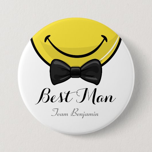 Het glimlachen van Beste mannen Wedding Button (Voorkant)