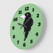 Het glimlachen van Black Raven Silhouette Drawing Grote Klok (Hoek)