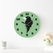Het glimlachen van Black Raven Silhouette Drawing Grote Klok (Huis)