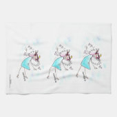 Het glimlachen van blauwe gegoten engel die harten theedoek (Horizontaal)