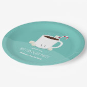 Het glimlachen van Blauwgroen kerst met warme choc Papieren Bordje (Gekanteld)