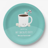 Het glimlachen van Blauwgroen kerst met warme choc Papieren Bordje (Voorkant)