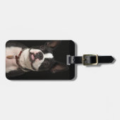 Het glimlachen van Boston terrer met een halsband Bagagelabel (Voorkant horizontaal)