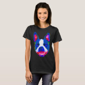 Het glimlachen van Boston Terrier Face in heldere T-shirt (Voorkant volledig)