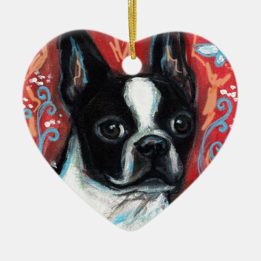 Het glimlachen van Boston Terrier Keramisch Ornament (Voorkant)