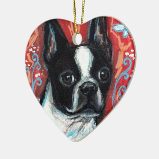 Het glimlachen van Boston Terrier Keramisch Ornament (Links)