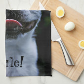 Het glimlachen van Boston Terrier Theedoek (Quarter Fold)