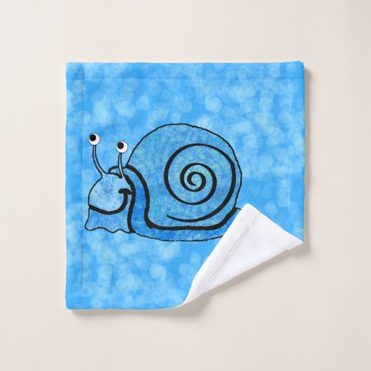 Het glimlachen van Bright Aqua Blue Cartoon Slak P Bad Handdoek (Wasdoekje)