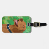 Het glimlachen van Brown Vizsla op de groene achte Bagagelabel (Voorkant horizontaal)