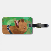 Het glimlachen van Brown Vizsla op de groene achte Bagagelabel (Achterkant horizontaal)