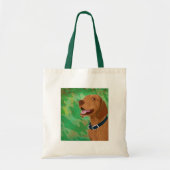 Het glimlachen van Brown Vizsla op de groene achte Tote Bag (Voorkant)