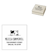 Het glimlachen van Calico Cat Peeking boven Adres  Rubberstempel (Gestempeld)