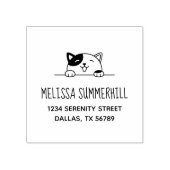 Het glimlachen van Calico Cat Peeking boven Adres  Rubberstempel (Afrduk)