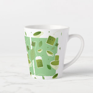 Het glimlachen van Cartoon Green Tea Teacup Bag Le Latte Mok