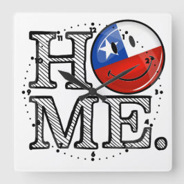 Het glimlachen van Chileense vlag Housewarming Vierkante Klok